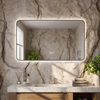 Wholesale European Style Rectangular Corner Ultra Slim Black Aluminum Framed LED Bathroom Wall Decorative Mirror Espejo