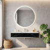 ETL CE Certified Round Ultra Slim Silver Aluminum Framed Fogless Backlit Smart LED Bathroom Wall Decor Vanity Mirror Espejos