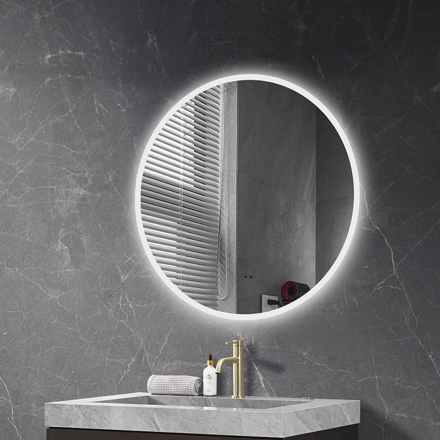 Circular LED Vanity Mirror Surround Backlit Light Minimalist White Border For Bathroom Wall Decor