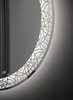 Round LED Bathroom Mirror With Decorative Etched‑Pattern Light Ring Wall‑Mounted Vanity Mirror