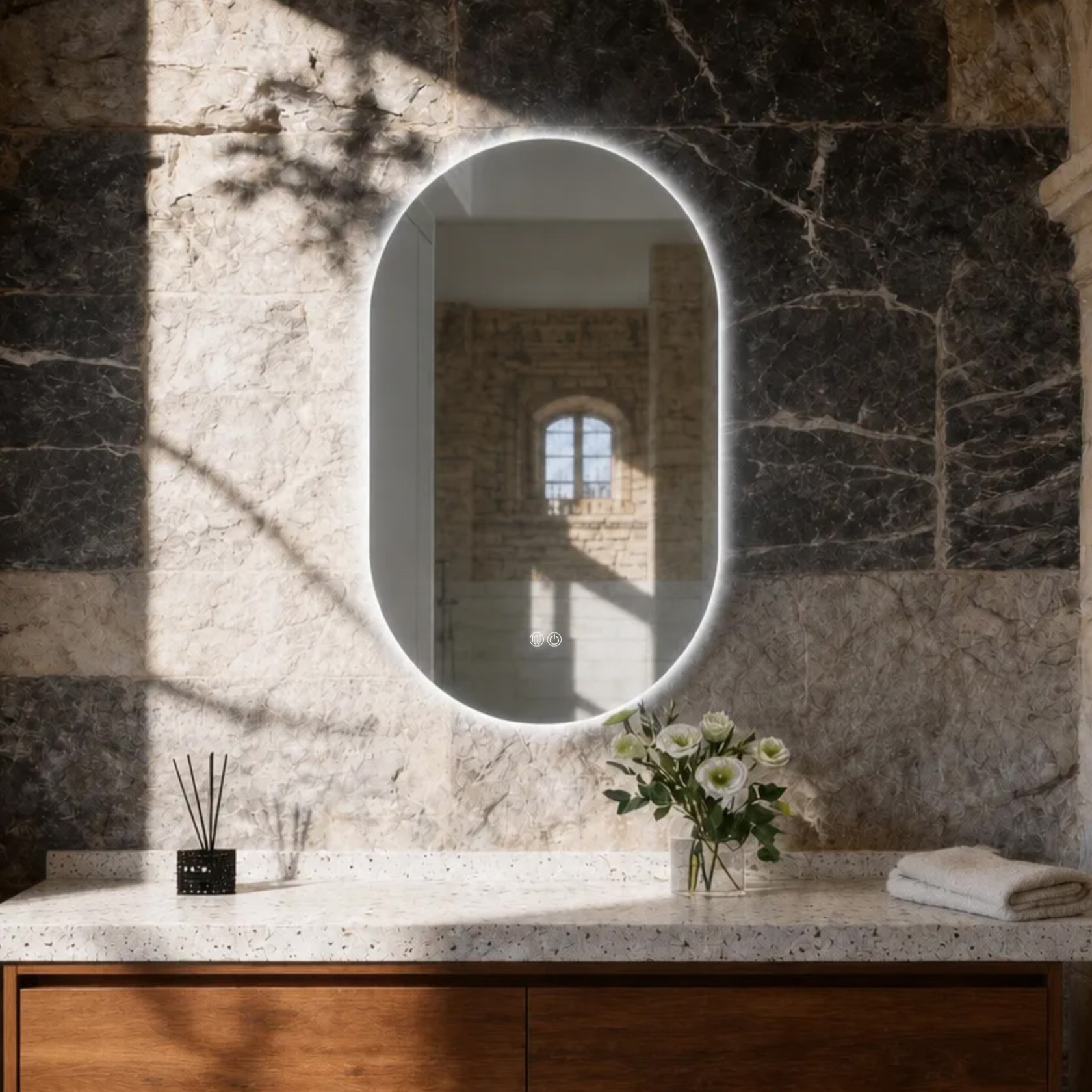 Classic LED Bathroom Wall Mirror with Customizable Light Features for Vanity Espejos