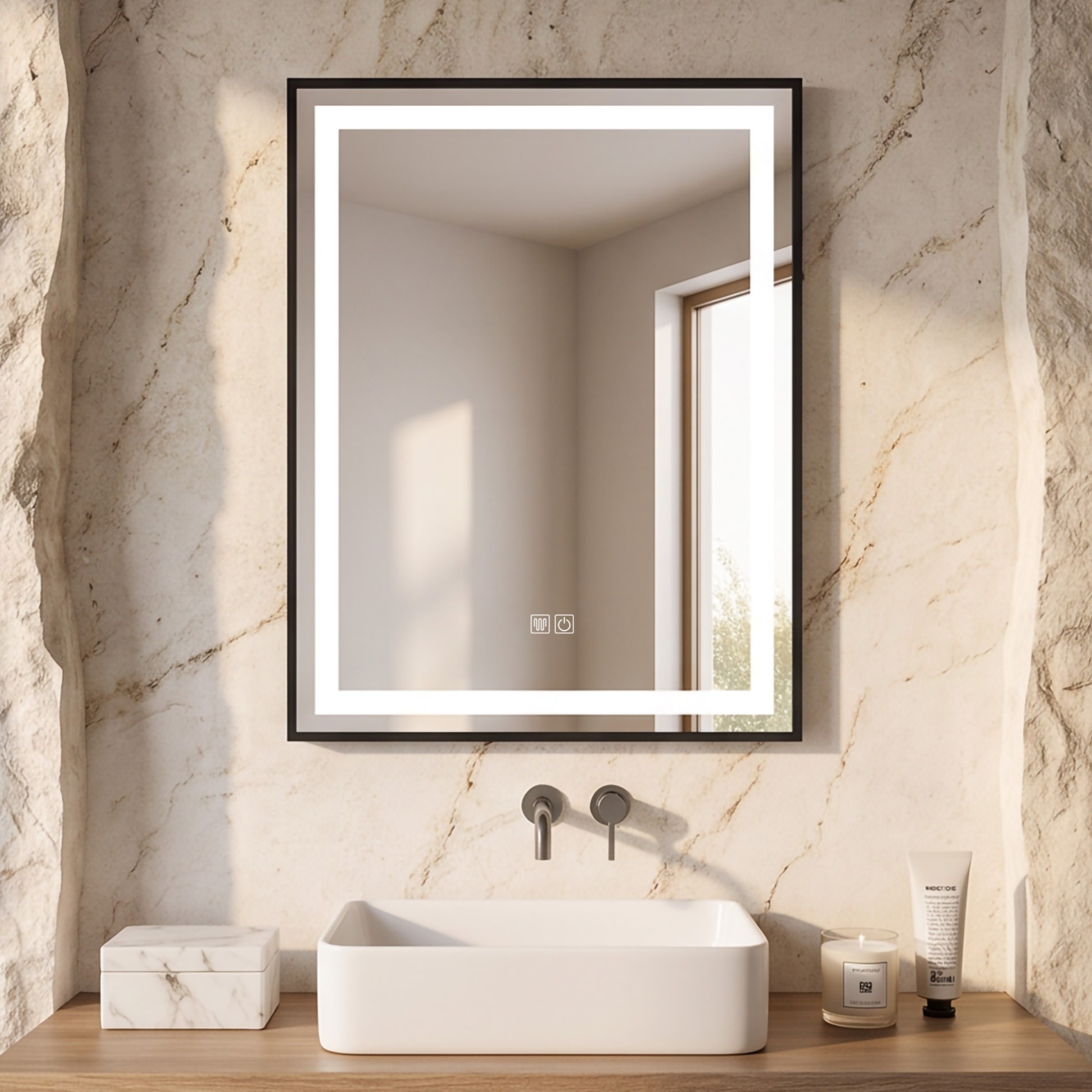 Easy To Clean Rectangular Rustproof Copper-Free 60X80 Glass Bathroom Vanity Mirror