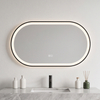 Oval Black Sandblasted Aluminum Framed Smart Touch Anti-Fog Dimmable Three Color Illuminated LED Wall Mounted Home Decor Vanity Makeup Cosmetic Bathroom Mirror