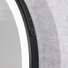 Round Black Sandblasted Aluminum Framed Leather Strap Smart Touch Anti-Fog Three Color Illuminated Wall Vanity Makeup Cosmetic Light LED Bathroom Mirror