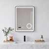 Rectangular Black Sandblasted Aluminum Framed Smart Anti-Fog Magnifier Illuminated LED Wall Mounted Home Decor Vanity Makeup Cosmetic Bathroom Mirror