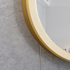 Round LED Bathroom Mirror Gold Frame With Hanging Strap Touch Control