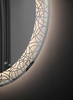 Round LED Bathroom Mirror With Decorative Etched‑Pattern Light Ring Wall‑Mounted Vanity Mirror