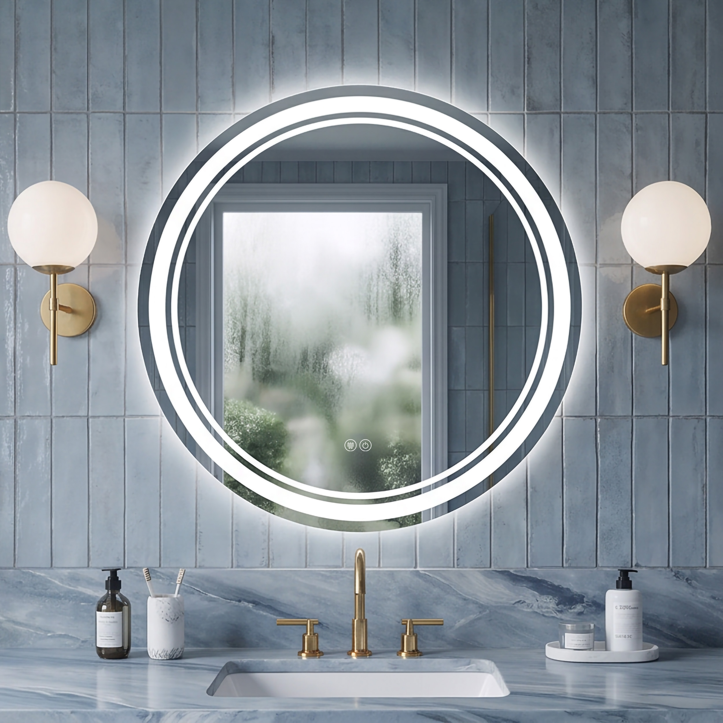 Backlit Frameless Vanity Smart Wall Espejos Dimmer Defogger Three Colors Light Mirror