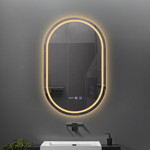 Best Selling Bathroom Mirror Dimmable Three Colors Time Display Brightness LED Mirror