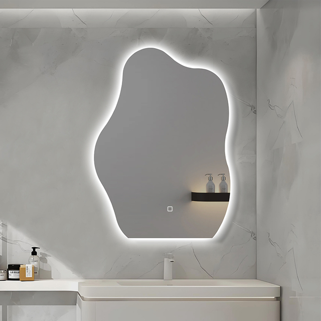 Irregular Cloud‑Shaped LED Bathroom Mirror With Built‑in Shelf Touch Control