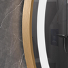 Oval Gold Sandblasted Aluminum Framed Smart Time Display Illuminated LED Wall Mounted Home Decor Vanity Makeup Cosmetic Light Bathroom Mirror Espejos