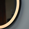 Oval Black Sandblasted Aluminum Framed Smart Touch Anti-Fog Dimmable Three Color Illuminated LED Wall Mounted Home Decor Vanity Makeup Cosmetic Bathroom Mirror