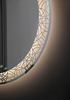 Round LED Bathroom Mirror With Decorative Etched‑Pattern Light Ring Wall‑Mounted Vanity Mirror