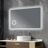 Rectangular LED Bathroom Mirror 8mm Ultra‑Thin Silver Aluminum Frame With Magnifier
