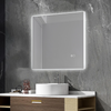 Square LED Bathroom Mirror Solid‑White Acrylic Frame Backlit Wall Mirror