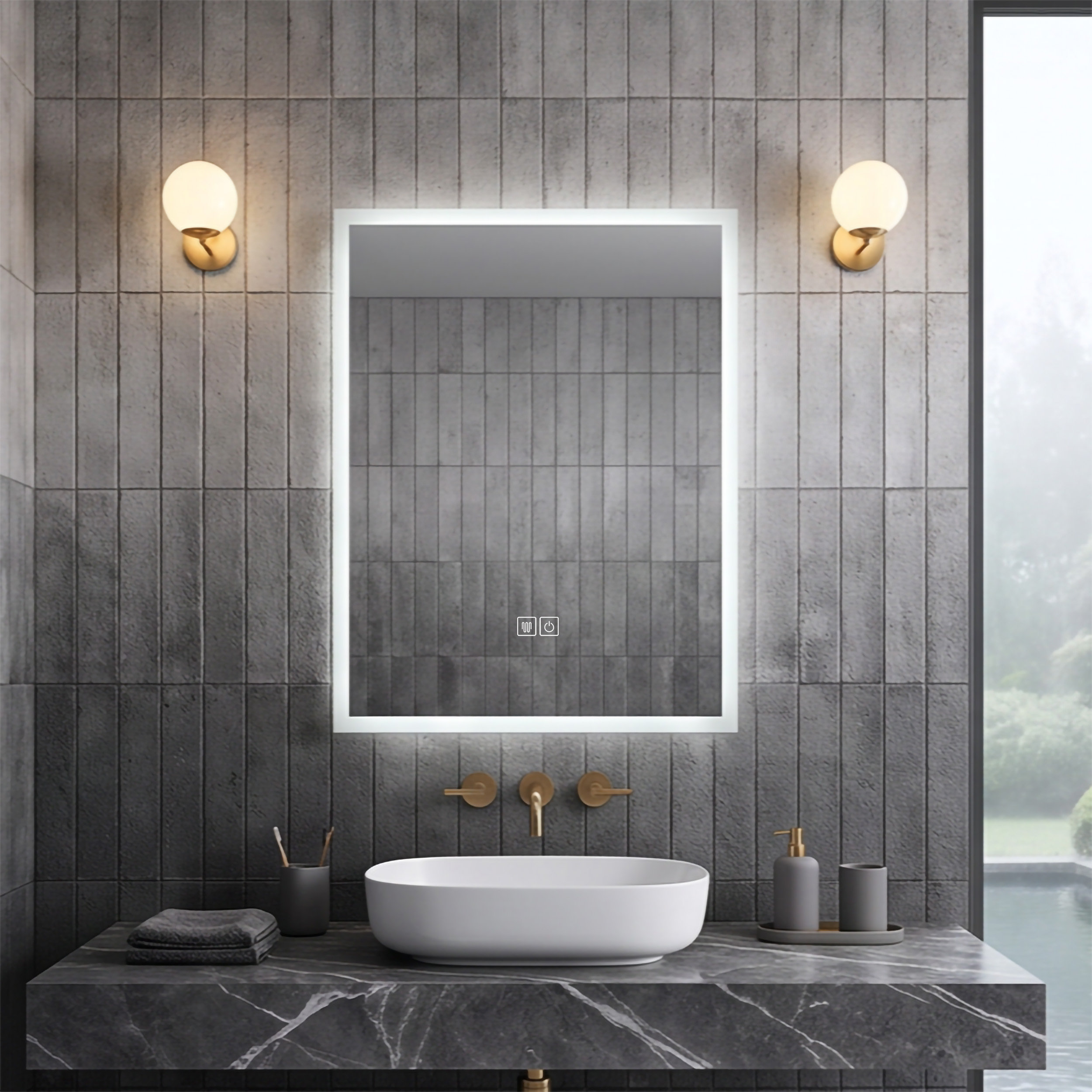 Frosted Edge Backlit Mirror Frameless Bathroom LED Mirror 600×800mm Espejo