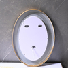 Oval Gold Sandblasted Aluminum Framed Smart Time Display Illuminated LED Wall Mounted Home Decor Vanity Makeup Cosmetic Light Bathroom Mirror Espejos