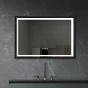 Rectangular Black‑Framed LED Bathroom Mirror With Border Back‑Light & Time Display