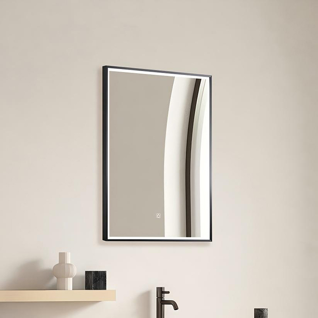 Luxury Backlit Vanity Mirror 35mm Black Frame For Hotel & Apartment Bathroom