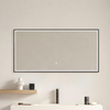 Modern Wall‑Mounted Rectangular Smart LED Mirror Gold Aluminum Frame Anti‑Fog