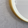 Round LED Bathroom Mirror Gold Frame With Hanging Strap Touch Control