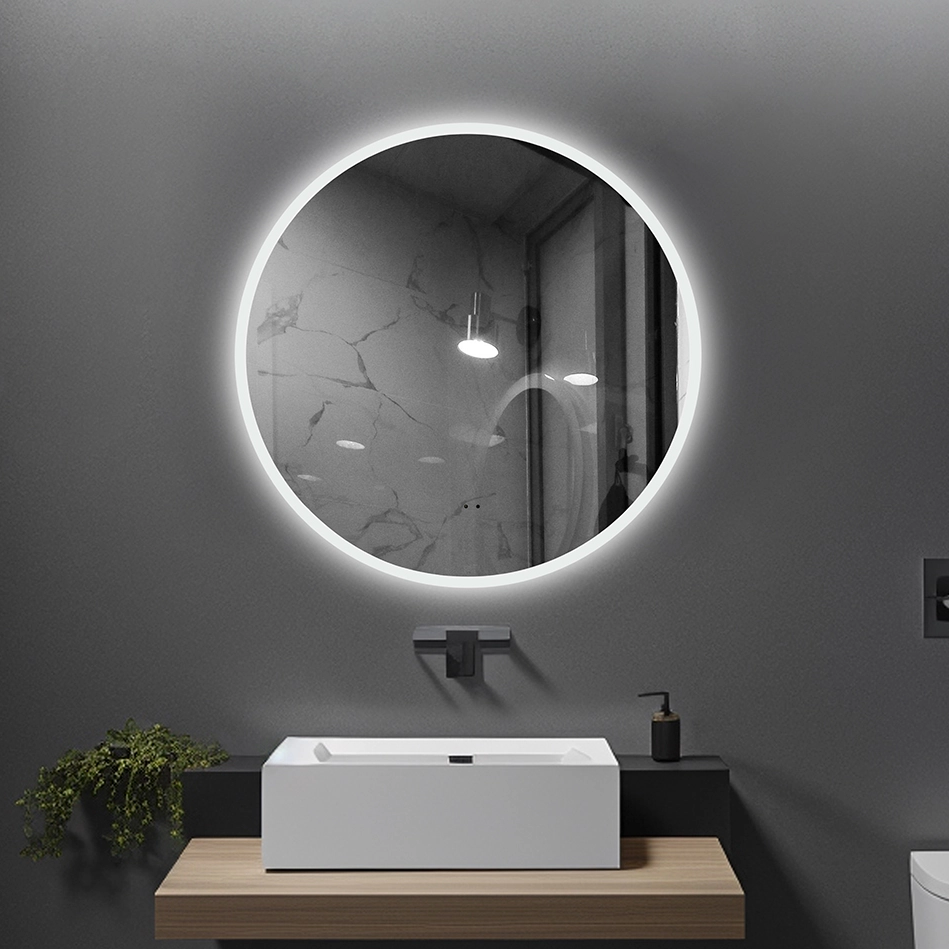 Circular LED Vanity Mirror Surround Backlit Light Minimalist White Border For Bathroom Wall Decor
