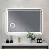 Modern Rounded‑Rectangle LED Mirror 8mm Silver Aluminium Frame With Makeup Magnifier
