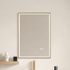 Rectangular LED Bathroom Mirror 35mm Gold Aluminium Frame With Border Light