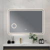 Rectangular LED Bathroom Mirror 8mm Ultra‑Thin Silver Aluminum Frame With Magnifier