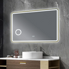 Modern Rounded‑Rectangle LED Mirror 8mm Silver Aluminium Frame With Makeup Magnifier