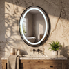 Contemporary Crystal Clear Glass Demister 60X80 Round Illuminated LED Mirror