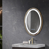 Oval Gold Sandblasted Aluminum Framed Smart Time Display Illuminated LED Wall Mounted Home Decor Vanity Makeup Cosmetic Light Bathroom Mirror Espejos