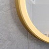 Round LED Bathroom Mirror Gold Frame With Hanging Strap Touch Control