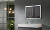 Rectangular Black‑Framed LED Bathroom Mirror With Border Back‑Light & Time Display