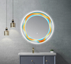 Decorative Circular LED Vanity Mirror Art‑Style Acrylic Border Touch‑Control Dimmable