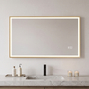 Elegant Rectangular Gold Sandblasted Aluminum Framed Smart Touch Brightness Control Illuminated Wall Home Decor Vanity Makeup Cosmetic LED Bathroom Mirror