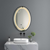 Contemporary Crystal Clear Glass Demister 60X80 Round Illuminated LED Mirror
