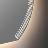 Round LED Bathroom Mirror With Etched Strip Pattern Backlight And Built‑in Shelf Touch Control
