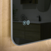 Rectangular Thin Silver Aluminum Framed Smart Anti-Fog Dimmable Three Color Illuminated Wall Mounted Home Decor Vanity Makeup Cosmetic LED Light Bathroom Mirror