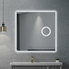 Premium Sand‑Textured LED Bathroom Mirror Touch Dimmable Light & Makeup Magnifier
