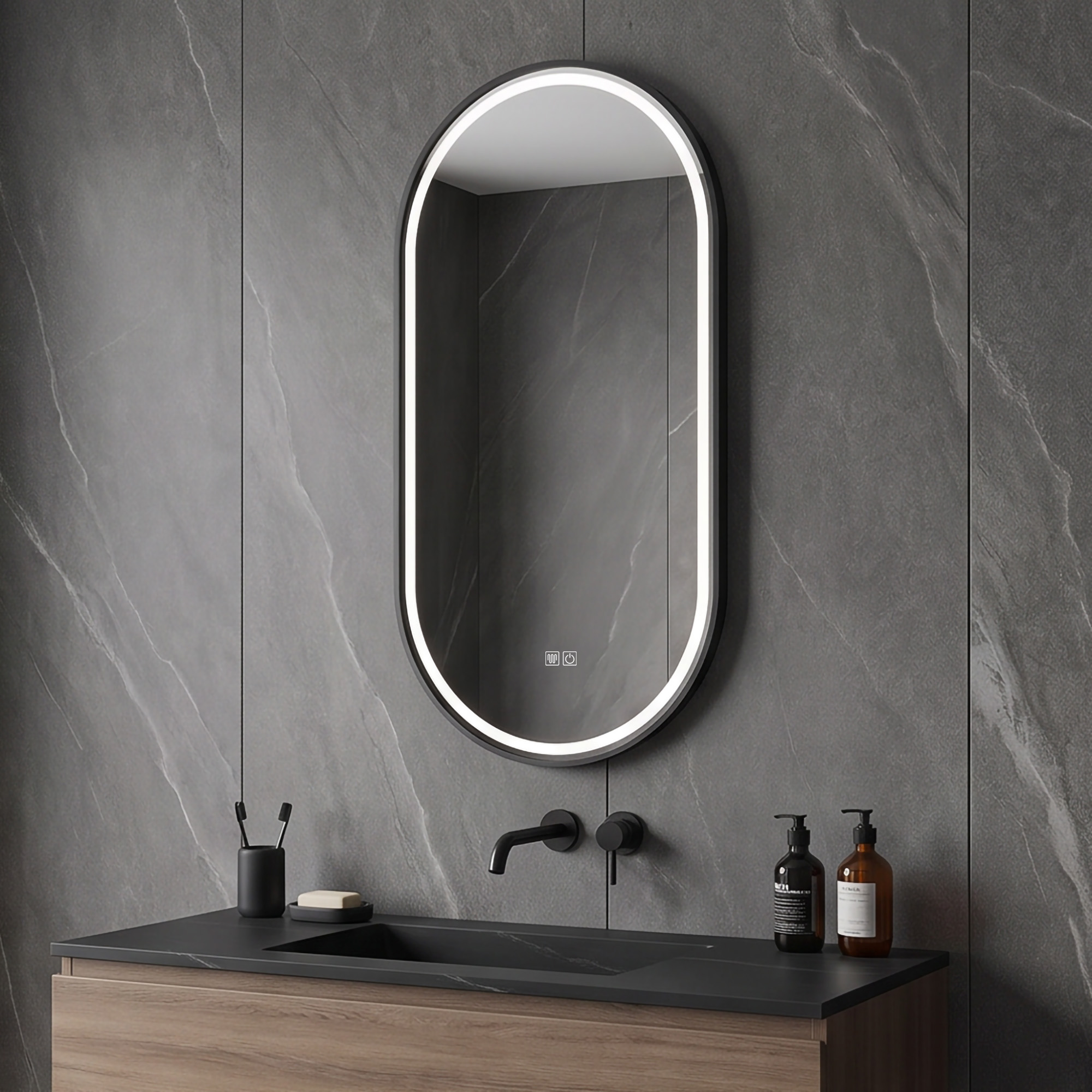 Racetrack Hardwired Factory Price Lighted 45X90 LED Bathroom Mirror