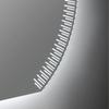 Round LED Bathroom Mirror With Etched Strip Pattern Backlight And Built‑in Shelf Touch Control
