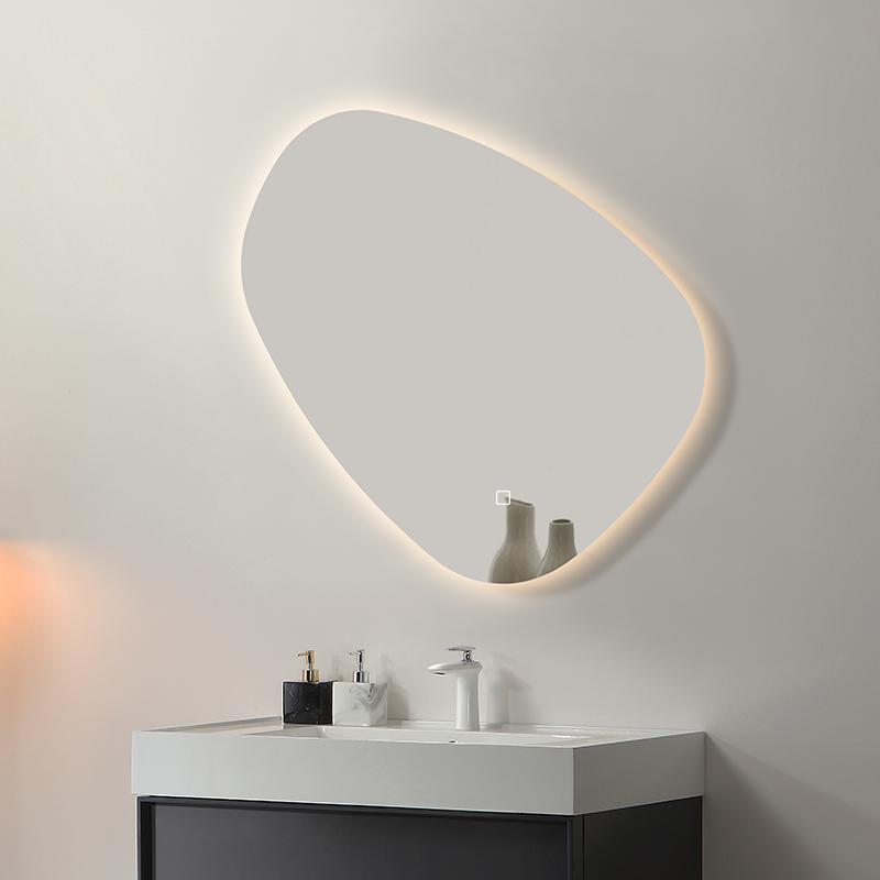 ETL CE Home Decoration Irregular Frameless Smart Glass LED Bathroom Wall Mirror