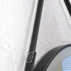 Round Black Sandblasted Aluminum Framed Leather Strap Smart Touch Anti-Fog Three Color Illuminated Wall Vanity Makeup Cosmetic Light LED Bathroom Mirror