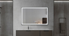 Large Rectangular LED Bathroom Mirror 47"x32" Black Frame Double‑Line Light