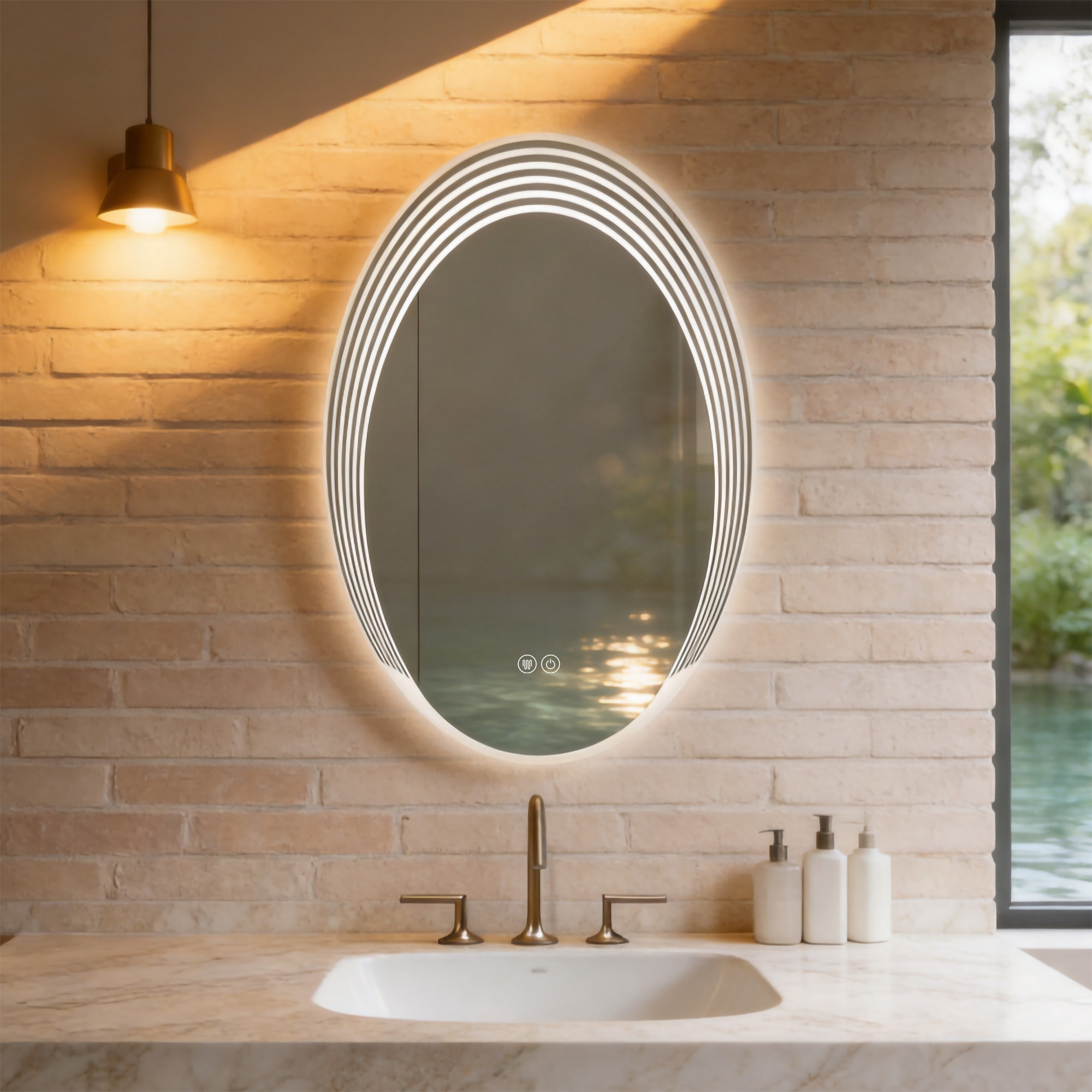 Modern Style Bath Espejos Smart LED Illuminated Anti-Fog Makeup Mirror with Light