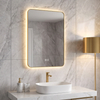 Ultra-Thin 8mm Golden Aluminum Frame LED Bathroom Defogger Touch Switch Espejo Mirror
