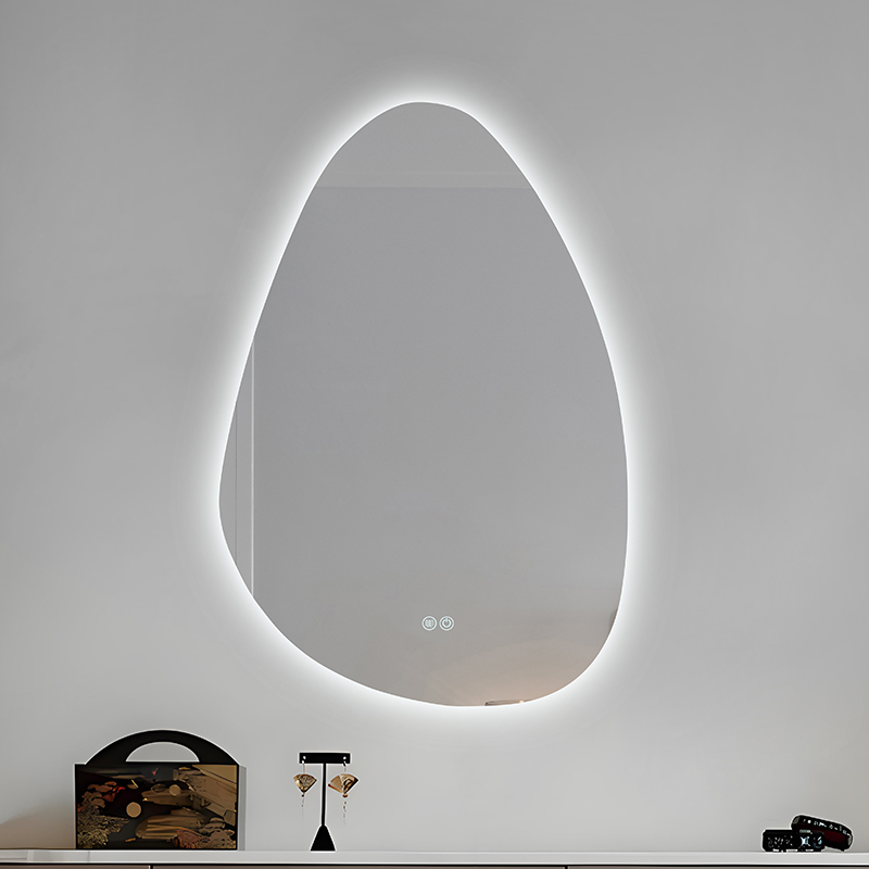 Custom Irregular Teardrop LED Bathroom Mirror For Modern Apartment Renovation
