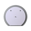 Round LED Bathroom Mirror With Etched Strip Pattern Backlight And Built‑in Shelf Touch Control