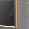 Elegant Rectangular Gold Sandblasted Aluminum Framed Smart Touch Brightness Control Illuminated Wall Home Decor Vanity Makeup Cosmetic LED Bathroom Mirror
